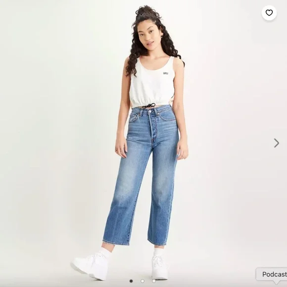 Levis Ribcage Straight Jeans, Size 26, Haight at the Ready wash (medium … - Picture 2 of 12